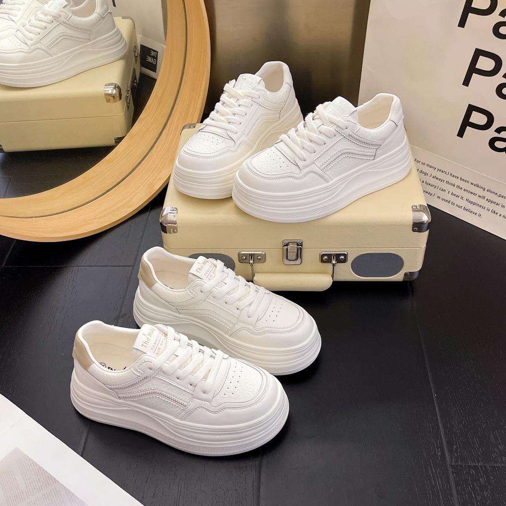 Women Height Increasing White Sneakers Casual Low Top Shoes Sizes 35-40 for Walking Travel Commuting Streetwear and Daily Wear