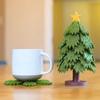 Christmas Tree Trivet Set 3D Printing Christmas Tree Coasters Green Xmas Trees Trivet with Star Stirring Stick for Hot Dishes Pot Bowl Teapot