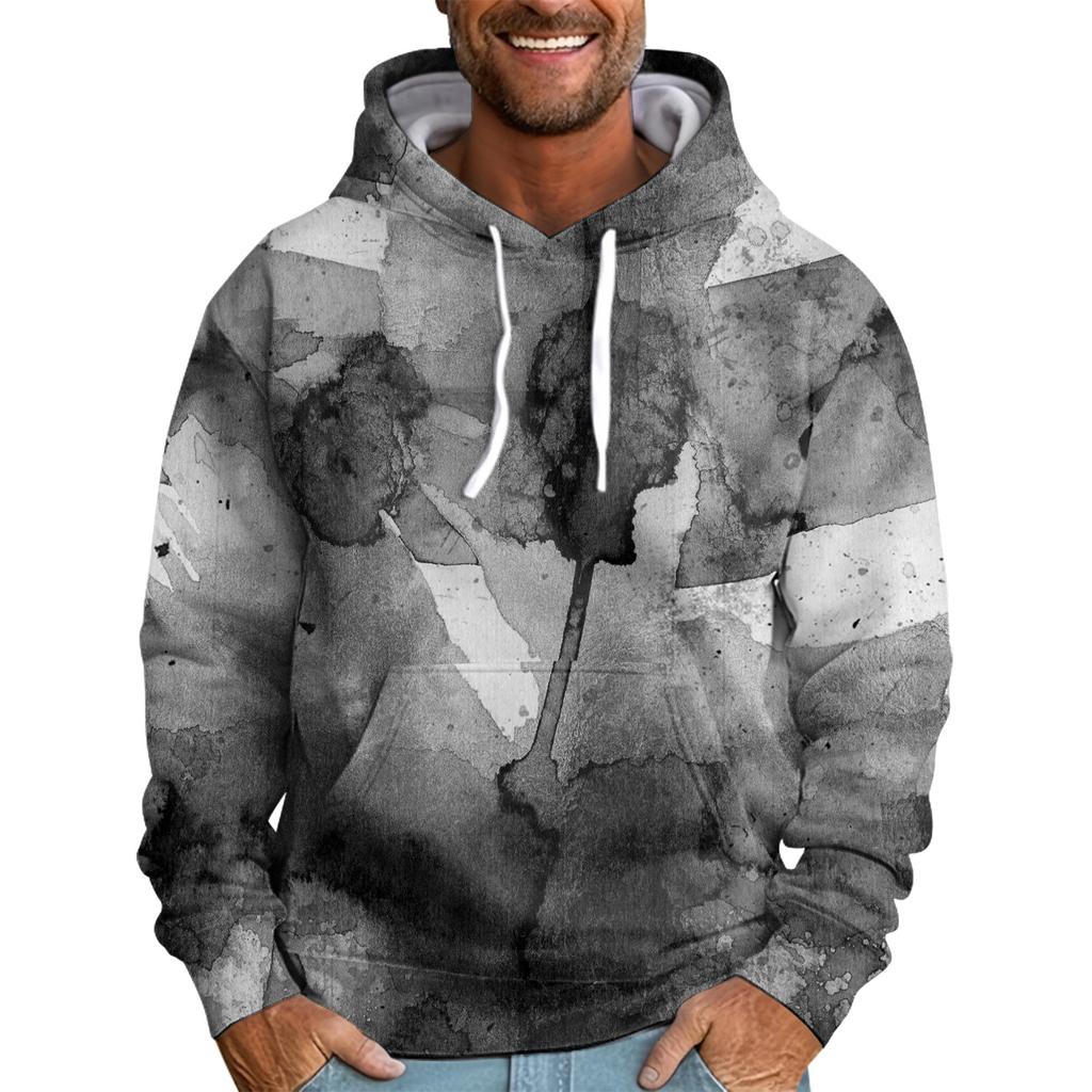 Men's Loose Printed Hooded Sweatshirt Men's Casual Fashion Sports Sweatshirt