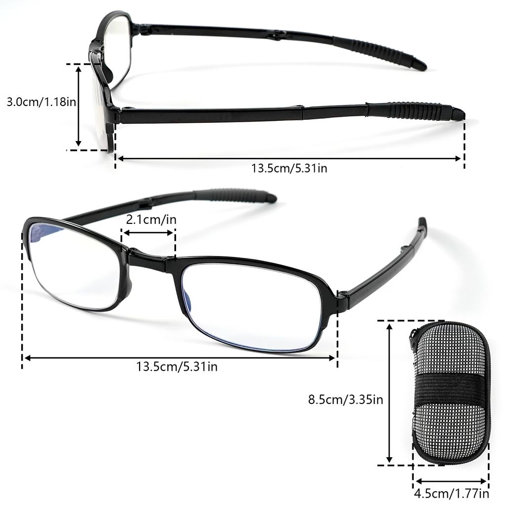 Складные очки для чтения для женщин и мужчин, портативные очки-ридеры с защитой от синего света с чехлом на молнии