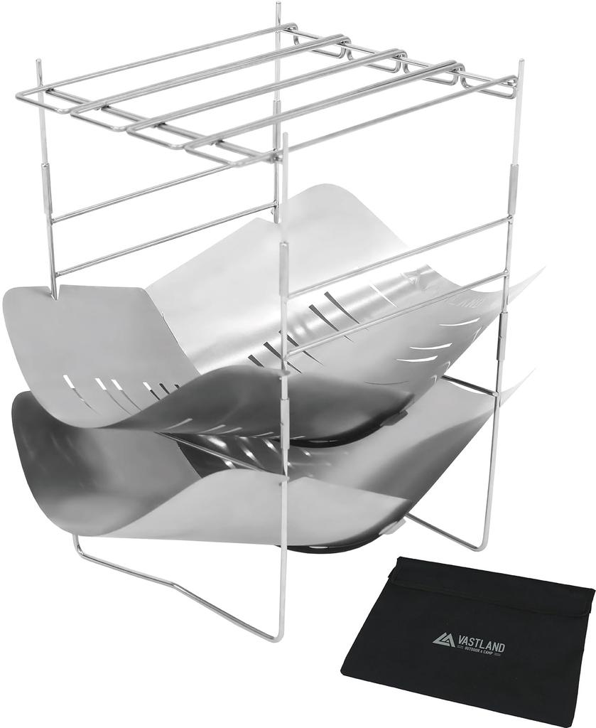 VASTLAND Solo Campfire Compact and with 3 Height and a Plate Pit, Lightweight, Trivets, Settings, Dual-Layer