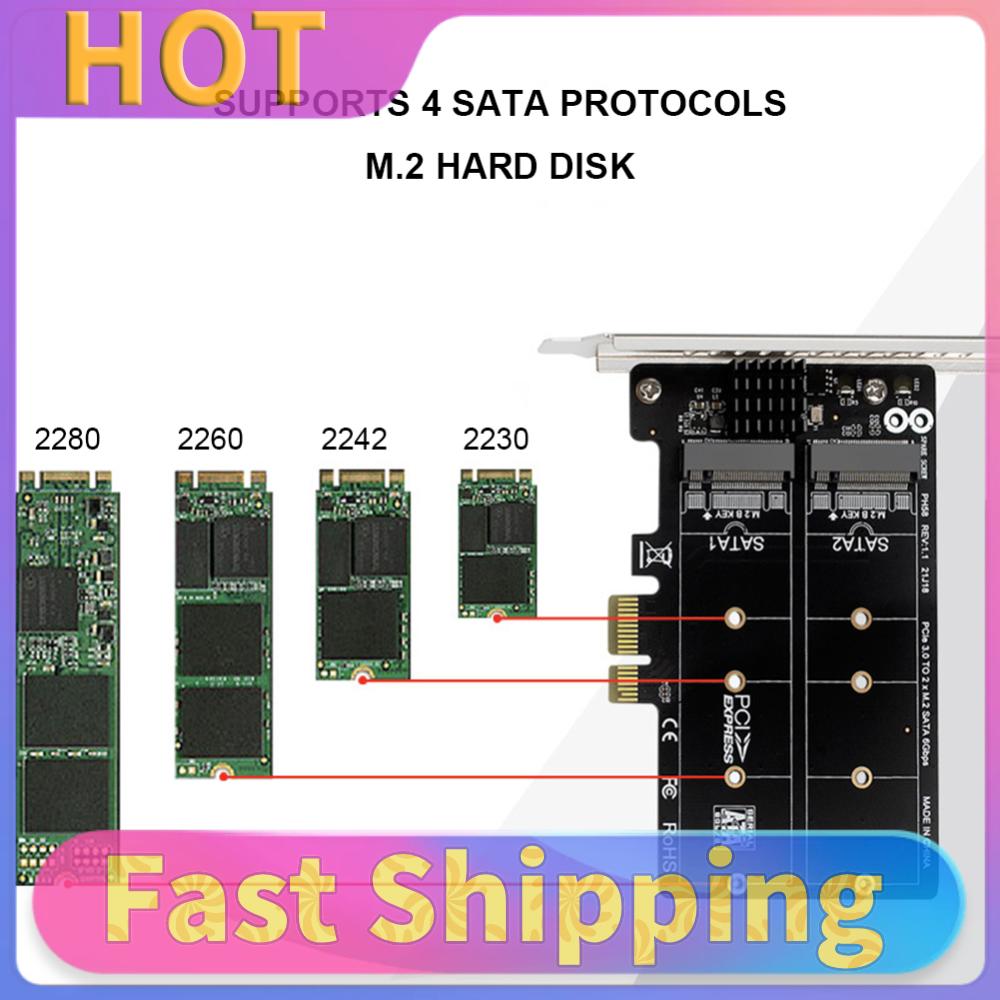 M.2 SATA To PCIE Adapter Card Double Disc Dual-Disk Array Card RAID M2 SATA Extended Card PCIe X1/X4/X8/X16 Support M.2 SSD