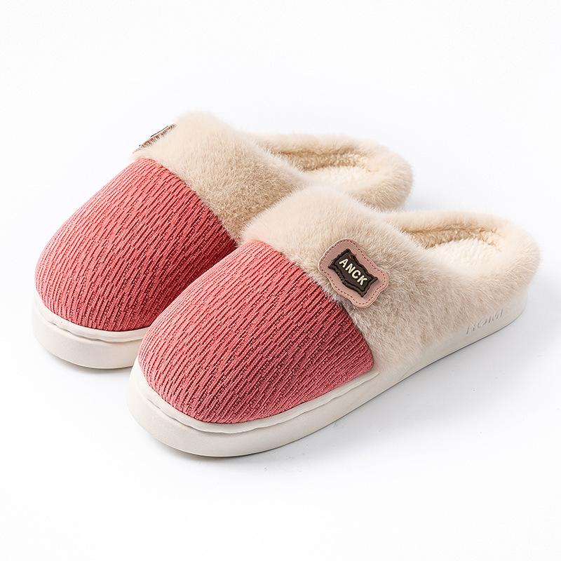 Cotton Slippers Autumn and Winter Indoor Home Thick Bottom Velvet Warm Couple Hair Slippers