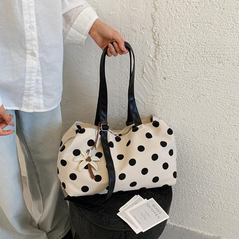 This Year, The Popular Polka Dot Canvas Bag Women'S New Commuter Shoulder Tote Bag Large-Capacity Messenger Bag
