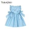 Милое платье для маленьких девочек 3–10 лет, одежда принцессы, летние шифоновые платья без рукавов с бантом для маленьких девочек
