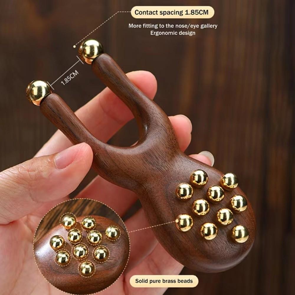Handheld Wooden Nose Scraping therapy Antistatic Handheld Comb New Brass Bead Comb  Nose Relaxation