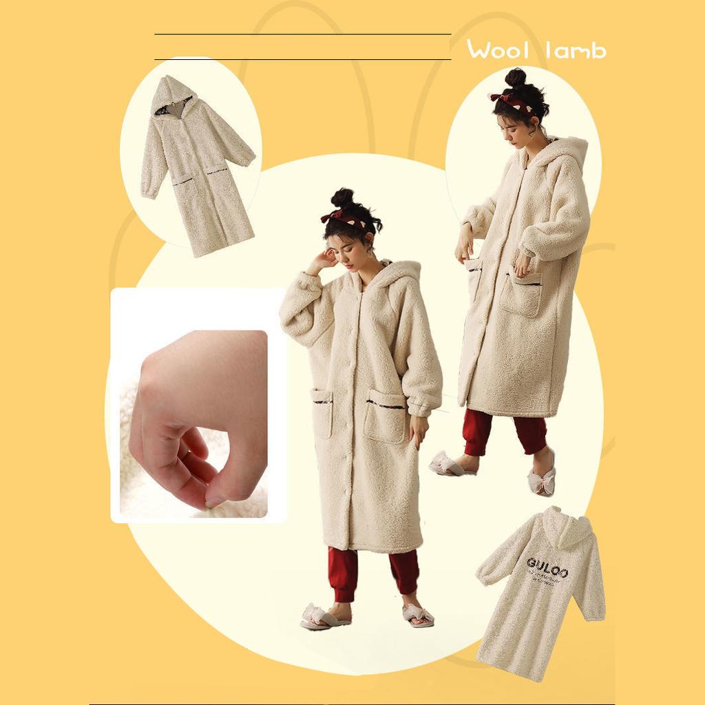 Женские пижамы, зимние бархатные теплые пижамы, длинный халат, повседневная свободная домашняя одежда, милая одежда для сна с героями мультфильмов, одежда из плотного флиса с длинными рукавами и капюшоном