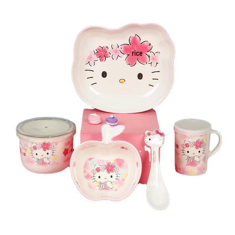 WUHE Меламиновая тарелка с отделениями и миска Hello Kitty