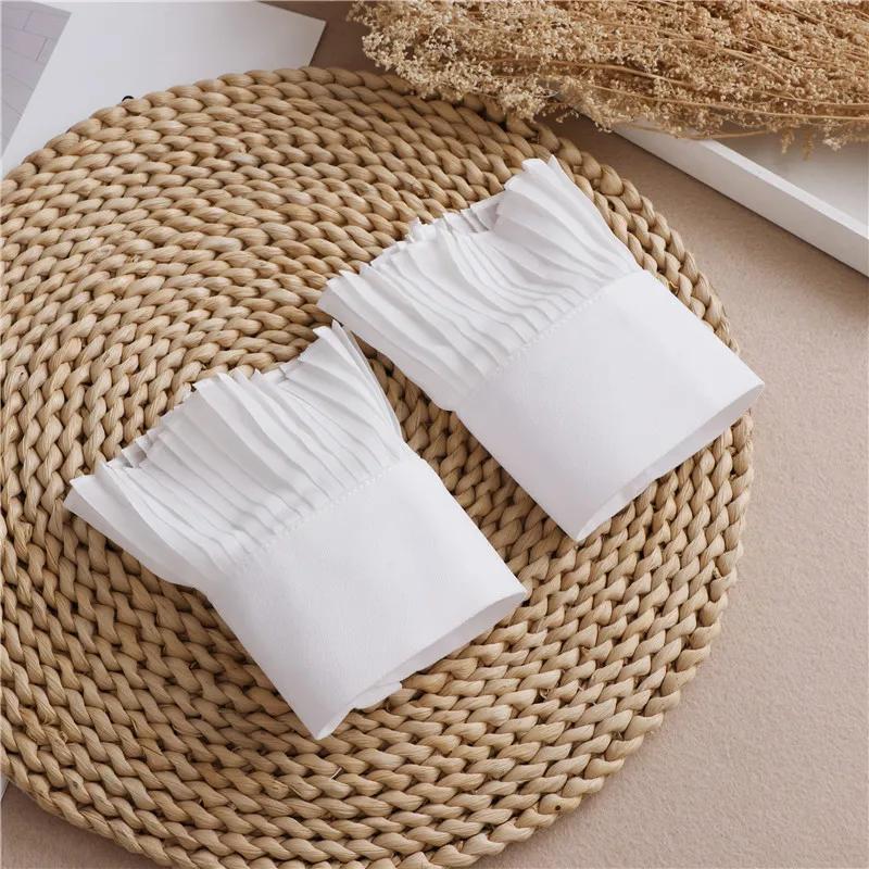 Women Lace Pleated Flare Sleeve False Cuffs Chiffon Detachable Sleeve Ruffles Fake Cuffs Wristband Clothing Accessory