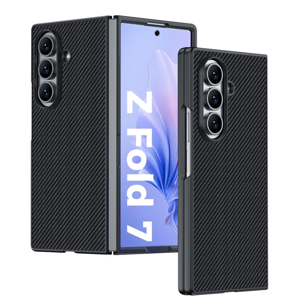 For Samsung Galaxy Z Fold7 5G Case Carbon Fiber Texture Leather + PC Anti-Drop Folding Phone Cover