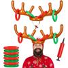 2 Pack Inflatable Reindeer Antler Ring Toss Game (2 Antlers 8 Rings) - PVC Material, Red and White - Christmas Party Game