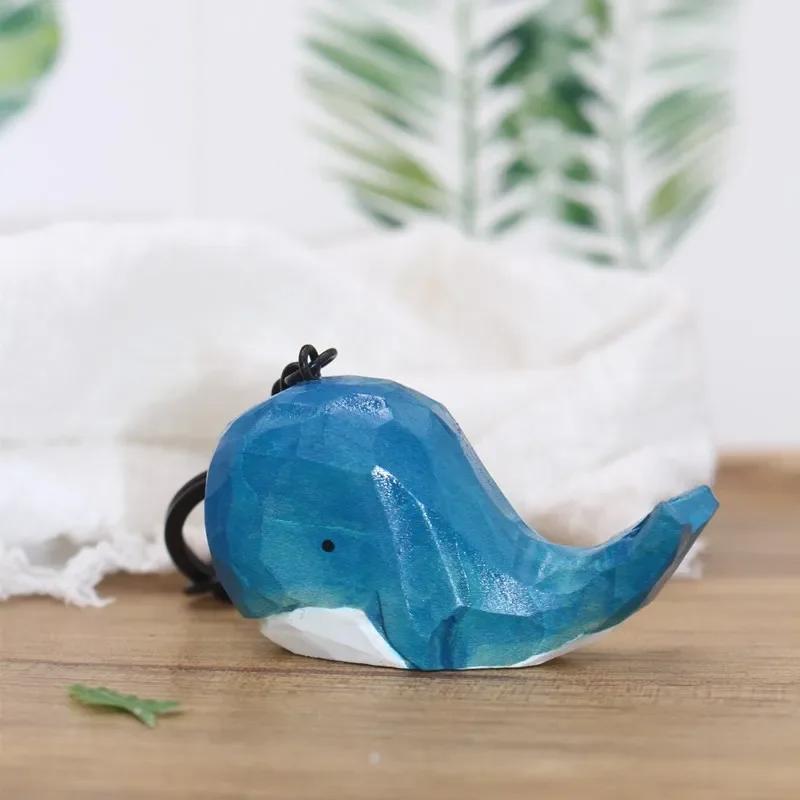 Home Decoration Small Crafts Wooden Small Whale Pendant Original Wood Carving Creative Handmade Wood Animal Home Decor Accessory