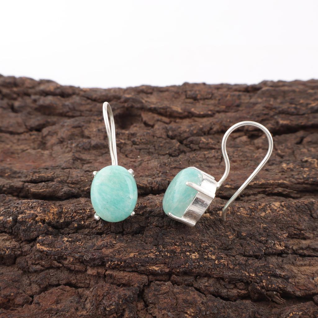 Серьги из амазонита из серебра 925 пробы, серьги с драгоценными камнями высшего качества, очаровательные украшения ручной работы, для подарка на годовщину