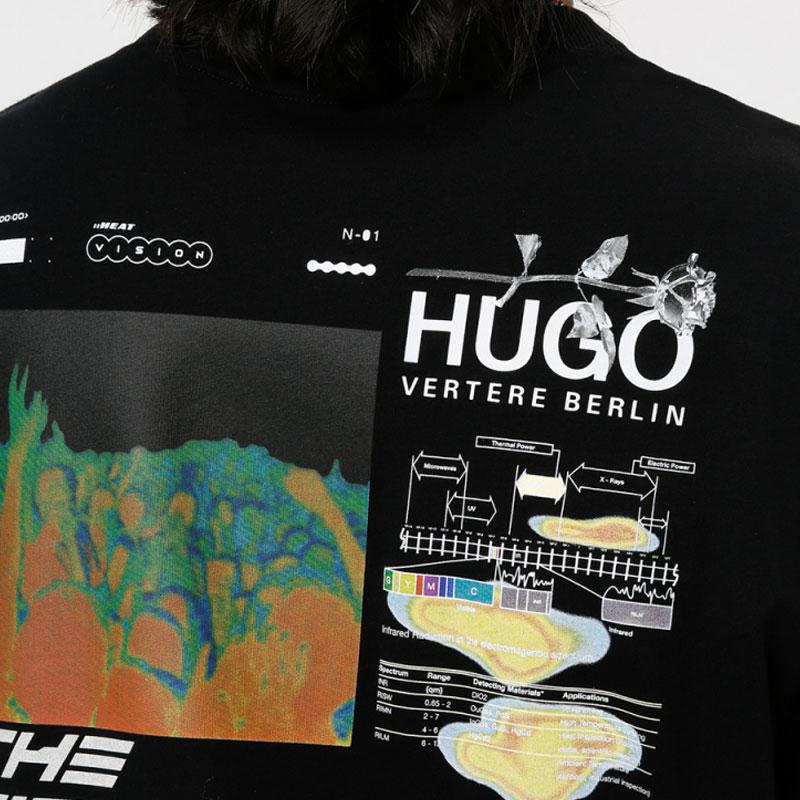 HUGO BOSS T-Shirts Men's Black Crew Neck Moderate Straight Fit 50463834-001