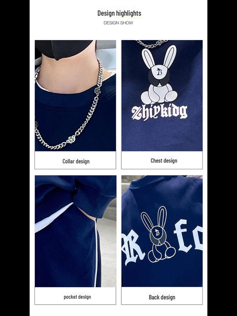 2023 г. Костюм-двойка для мальчиков с мультяшным принтом: Свитшот и спортивные штаны на весну/осень