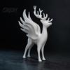 Декоративный Олень с Крыльями Рождественская Статуэтка Лося Крылья, 3D Печатная Фигурка, Современная Матовая Черная Стоящая Скульптура Оленя для Обеденного Стола,