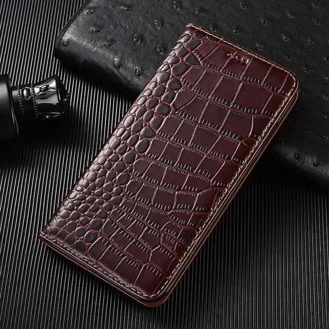 For HONOR Magic7 Magic 8 7 Pro Lite 5G Flip Case Crocodile Pattern Magnetic Cover Luxury Cowhide Genuine Leather Wallet Cases