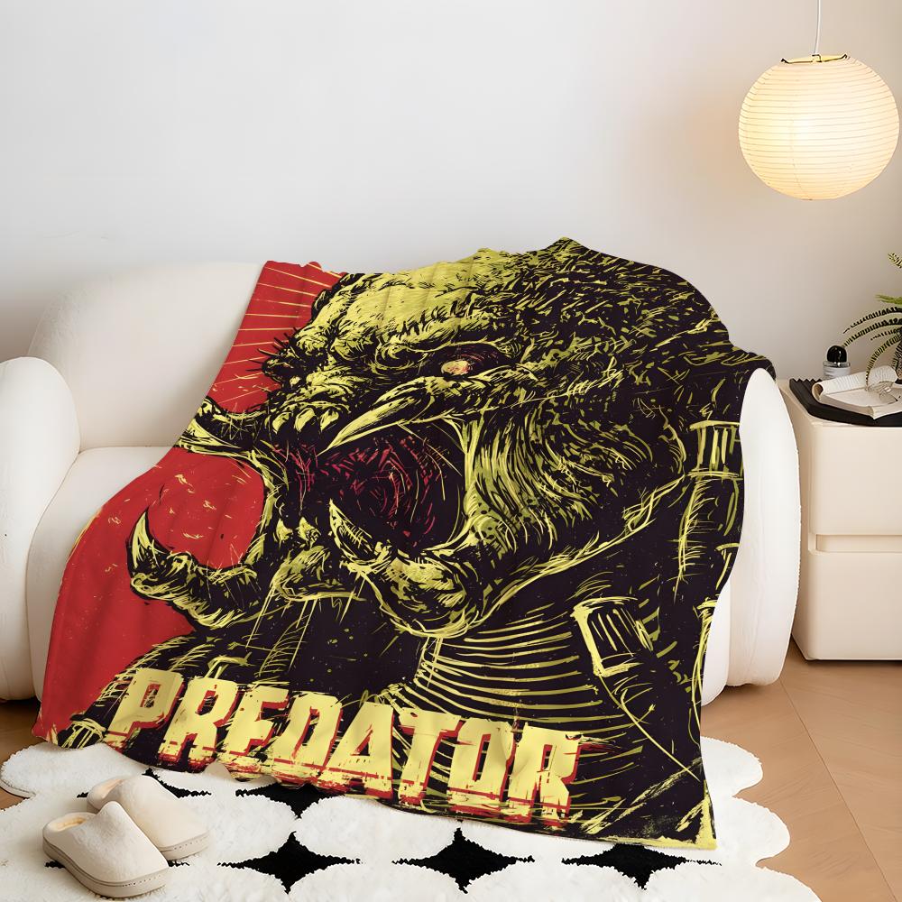 Плед-бросок из фланели с принтом P-Predator, легкий, уютный, прочный, моющийся, милый, крутой
