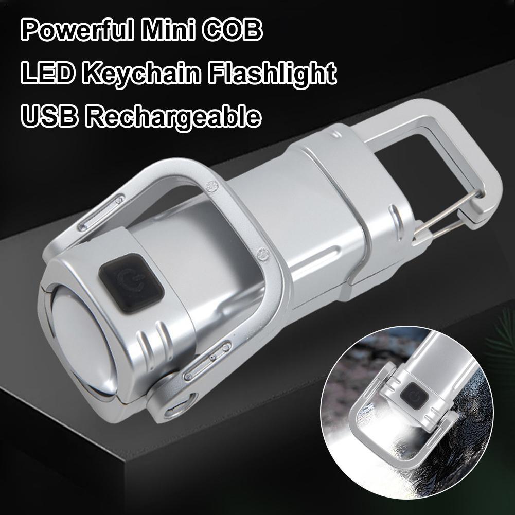 Мощный Мини COB Светодиодный Брелок-Фонарик USB Перезаряжаемый Уличный Яркий Фонарик Кемпинг Аварийный Карманный Фонарь