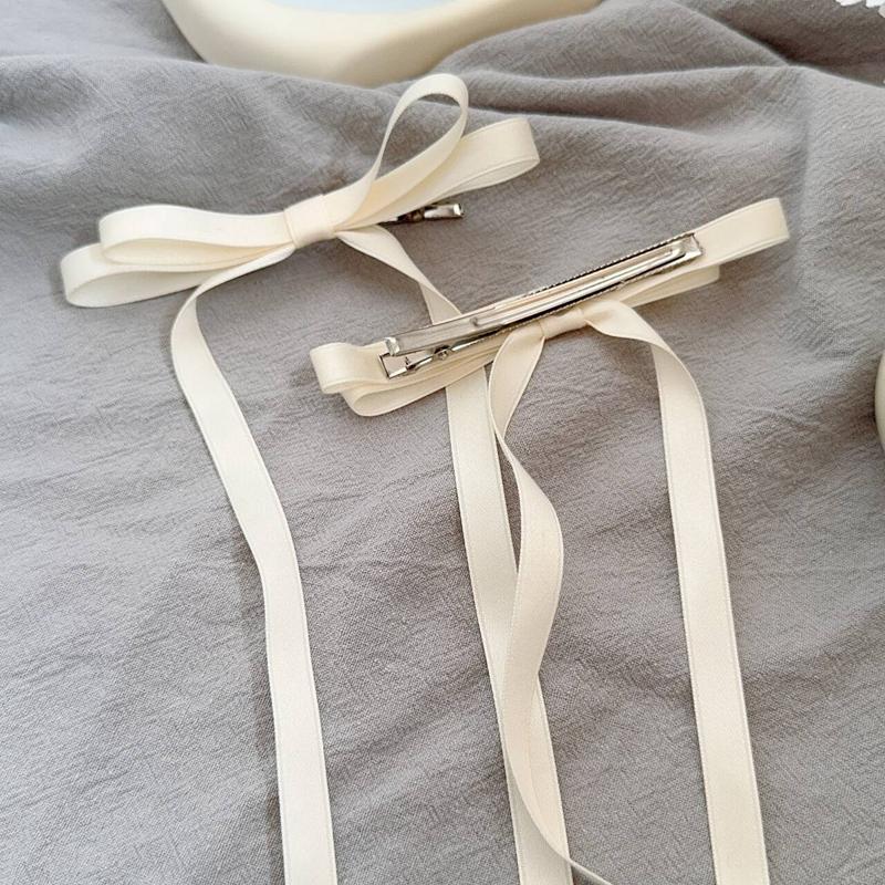 2Pcs Sweet Long Hairpins Ribbon Tassel Bowknot Hair Clip for Women Hair Braid Girl Party Barrettes Adult Headwear Accessories
