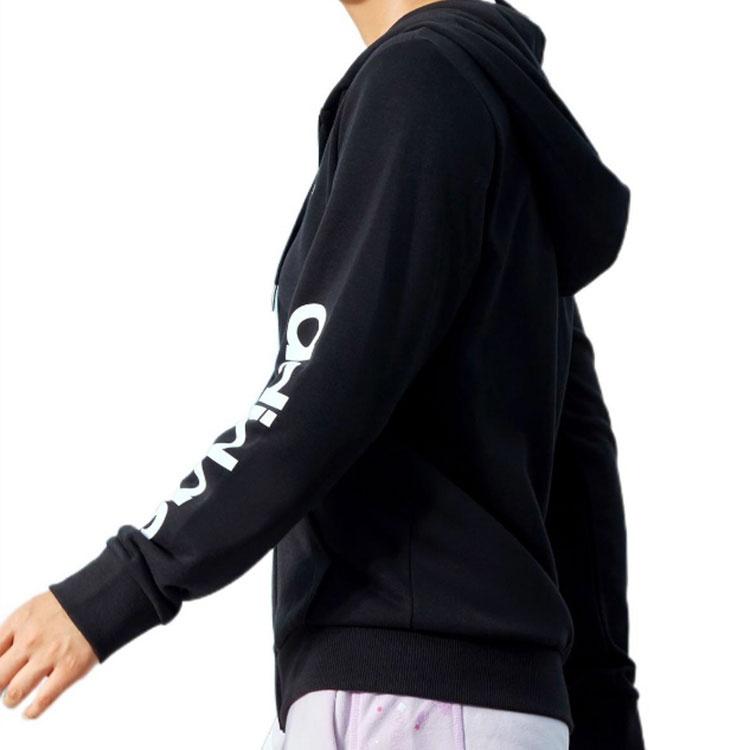 (WMNS) adidas Essentials Logo Full-Zip Hoodie Asia Sizing 'Black White' Women's GL0791