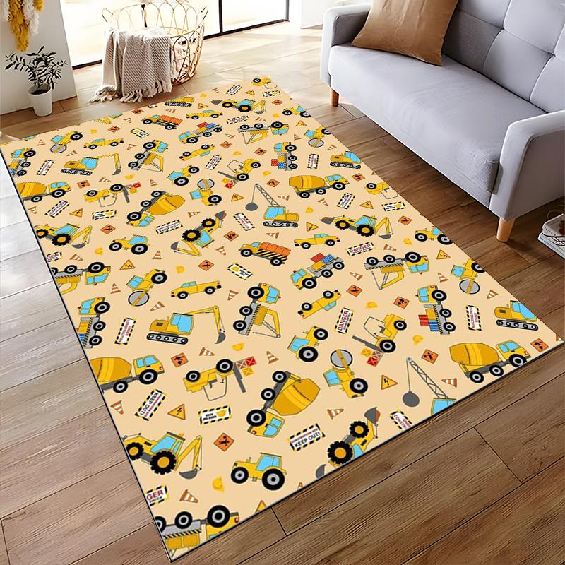 Construction Vehicles and Signs Non-slip rug suitable for living room and bedroom sofas