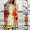 Women's Tops Abstract Scenery Painting Graphic Print Sweatshirt Active Streetwear Long Sleeve Round Neck T Shirt Tee XS-8XL