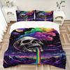 3pcs bedding set Skull Rainbow Includes 1 Comforter + 2 Pillowcases, Without Pillow Inserts, Soft Comfortable,a0909126