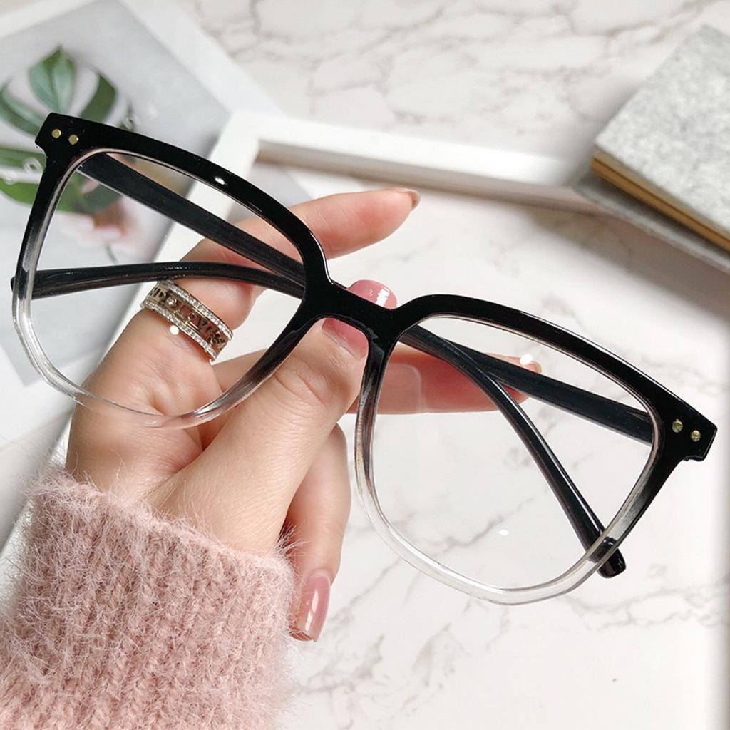 Fashion Plain Retro Glasses Frame Xiaohongshu Frame Large Square Frame Anti-Blue Myopia Finished Product