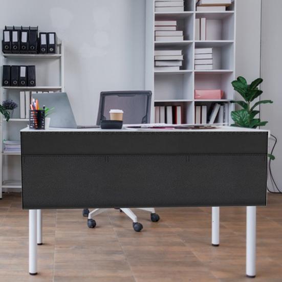 under Desk Privacy Panel Self-Adhesive Modesty Panel Heavy Duty Desk Skirt with Wire Pocket Cable Management Organizer for Office Desk Standing