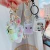 Lovely Floating Pig In Milk Acrylic Keychain With Stylish Bell Great For Gifts