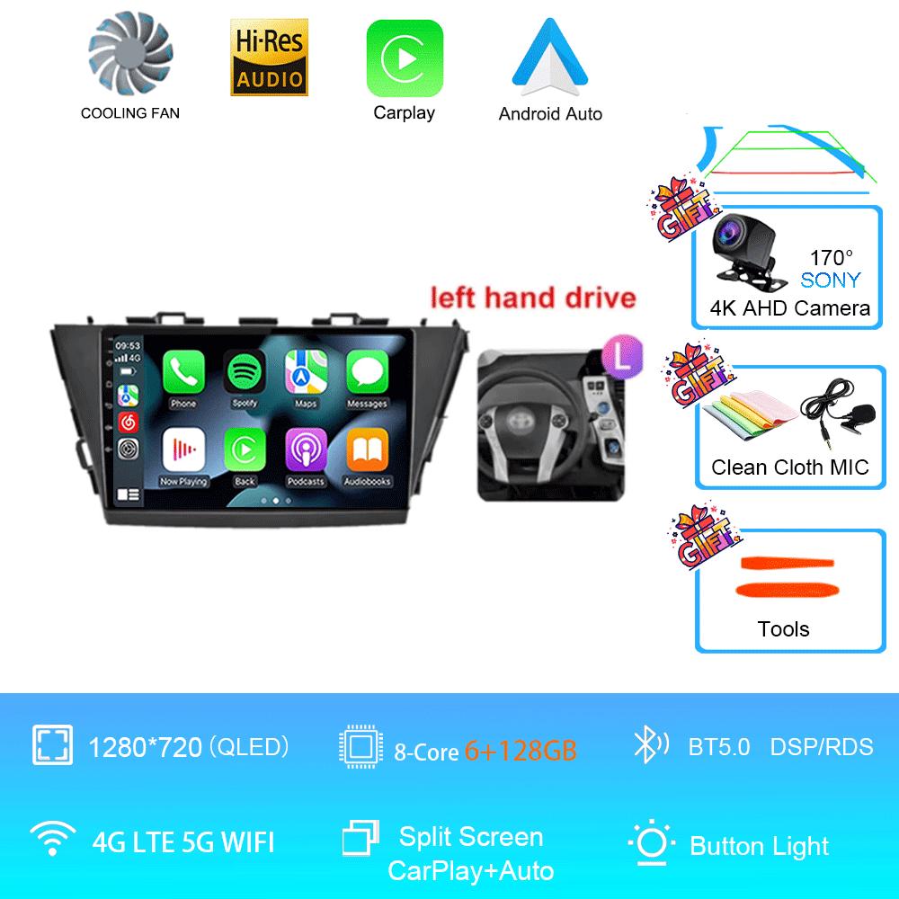 9-дюймовый Android 14 автомобильный радиоприемник для Toyota Prius V Plus Alpha 2012 2013 2014 2015 стереоплеер GPS навигация Carplay Auto LHD RHD DVD