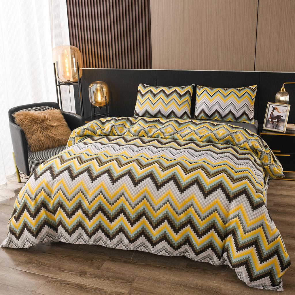 Комплект пододеяльников с волнистыми полосками, мягкий чехол для одеяла, постельное белье, пододеяльник с застежкой-молнией, 1 пододеяльник с 2 наволочками