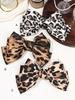 1Pcs Silky Satin Hair Bows Hair Clip Leopard Print Hair Ribbon Ponytail Holder Accessories Slides Metal Clips for Women Girls