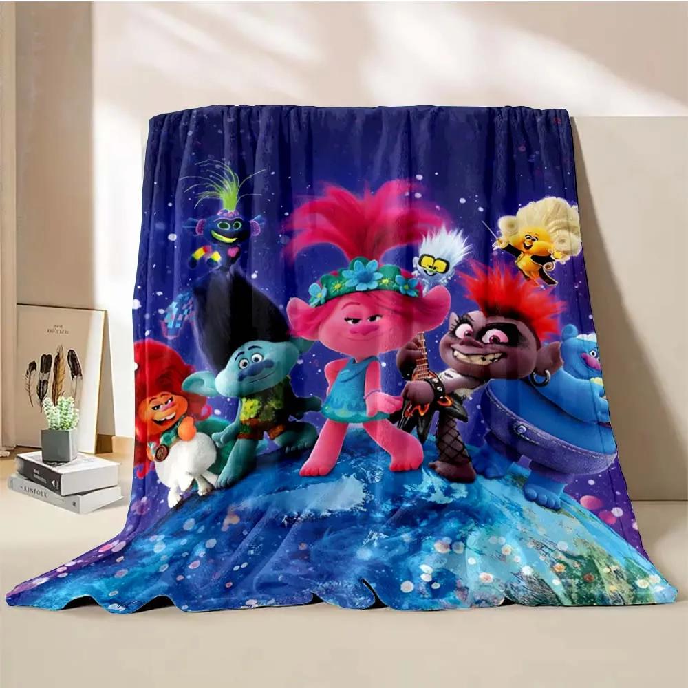Тролли Объединяются Мультяшное Одеяло Теплое Мягкое Пушистое Размер King Size Плед Детский Взрослый Диван Кровать Покрывало для Сна Покрывало для Путешествий Подарок