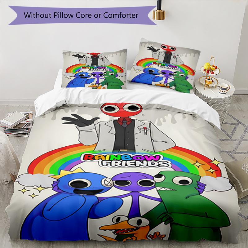 3pcs Rainbow Friends1 pattern bedding set duvet cover set includes duvet cover &pillowcases, perfect all season bedroom decoration & gift