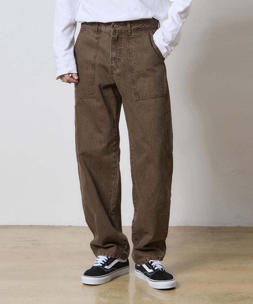 RYUL+WAI Denim Workwear Wide Pants Brown K5