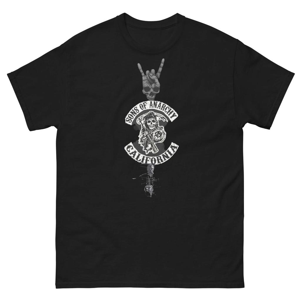 Sons of Anarchy California Biker Skull T-Shirt SAMCRO Motorcycle Club Tee