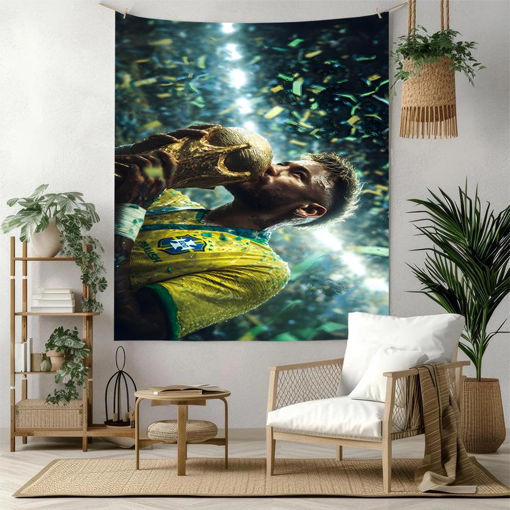 Abstract Neymar Portrait Vintage Tapestry Psychedelic Art Suitable for Bedroom Reading Corner Studio Wall Versatile Decor Vintage Wall Art