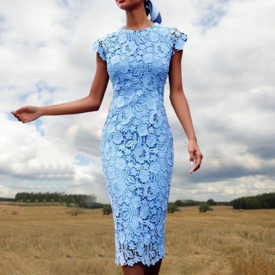 Женское вечернее платье больших размеров с круглым вырезом без рукавов, платье-карандаш со средней талией, кружевное вечернее платье для банкета