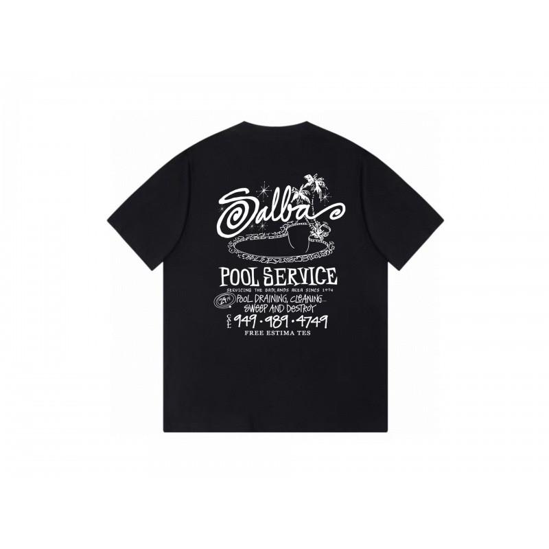 Футболка Stussy с коротким рукавом для подростков Свободный крой Хлопок 270 г Круглый вырез Повседневная одежда