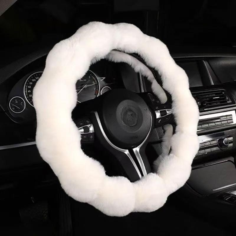 Мягкий розовый пушистый чехол на руль Нескользящий Универсальный размер Аксессуар для интерьера автомобиля со стильным захватом