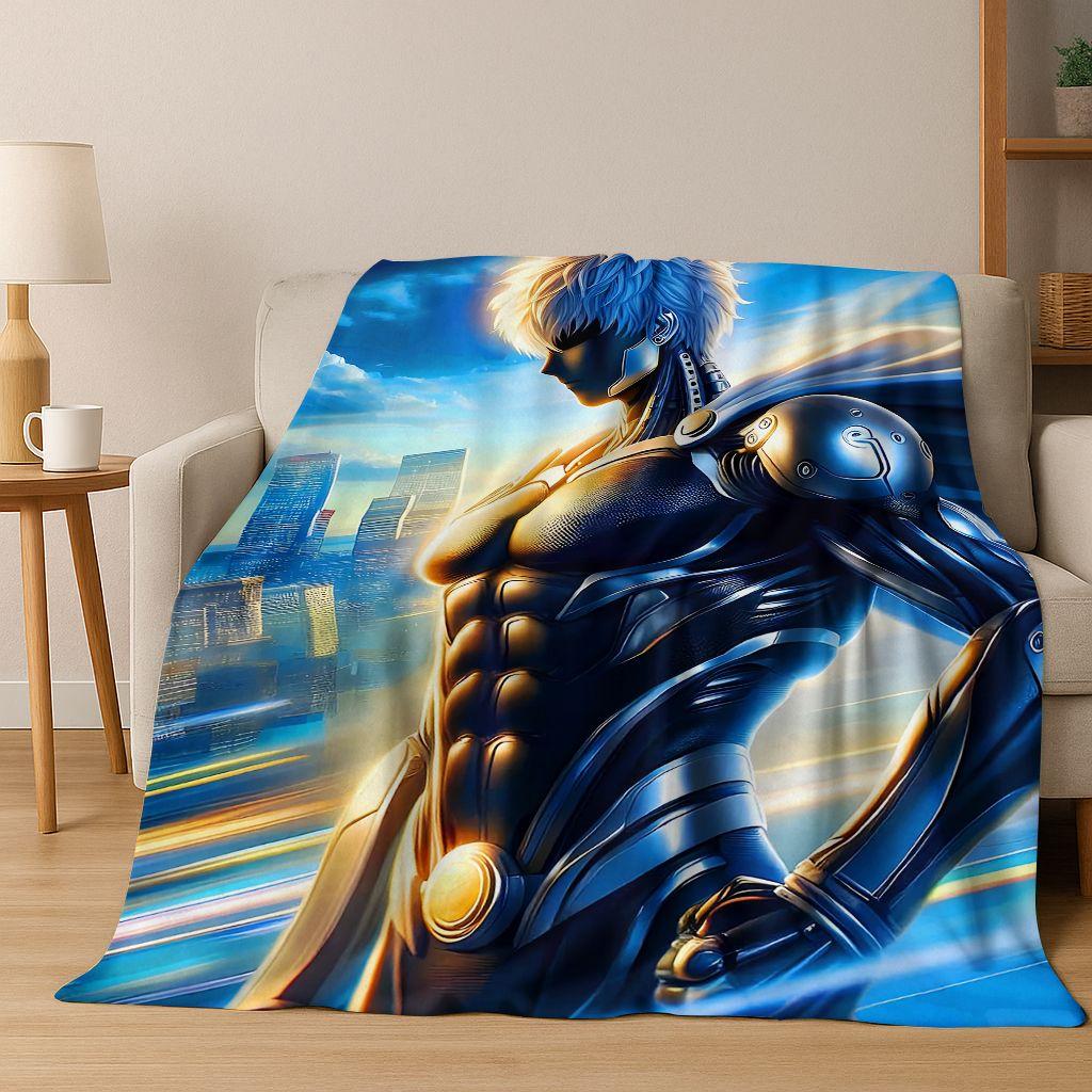 Аниме One Punch Man Сайтама Мультяшная Мультяшная Фланелевая Одеяло, Уютное Мягкое Плед для Дома Спальни Кровати Дивана Пикника Покрытие Дети