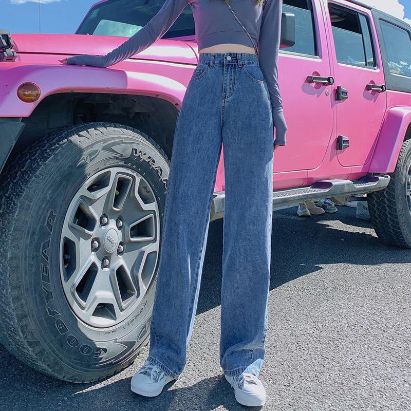 Женские джинсы с высокой талией, черные и серые, широкие — облегающие, свободные, универсальные, весна 2022 года