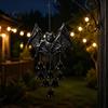 Seasonal Festive Hanging Crafts Gothic Bat Metal Wind Chime, Halloween Ornament with Multiple Bells, 3D Shaped Yard Decorations Embossed Decor