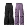 Mens Loose Straight Cargo Pants Streetwear Style Pleated Casual Trousers With Pockets