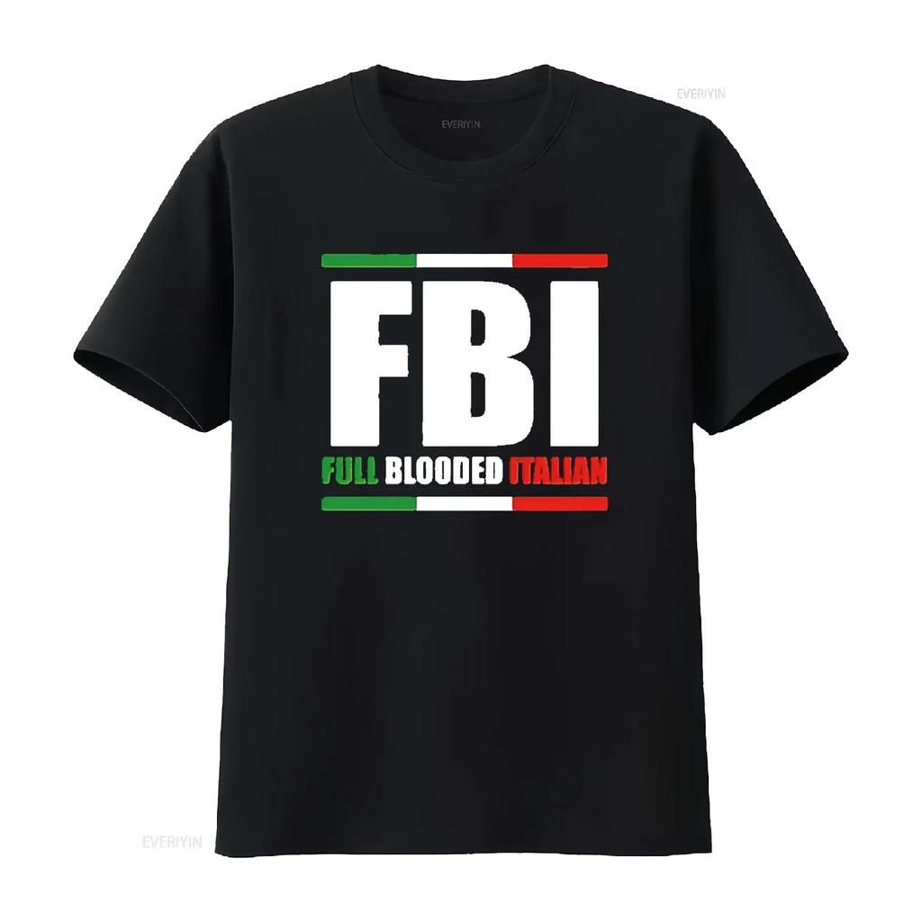 Мужская футболка FBI Полнокровный Итальянец Гордость Итальянским Наследием Америка Черная Большой Размер Винтажная Стиранная Унисекс Уличная