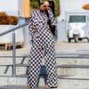 European and American Long-sleeved Casual Plaid Fashion New Women's Shirt Women's Loose and Versatile Wide-leg Trousers African Two-piece Set