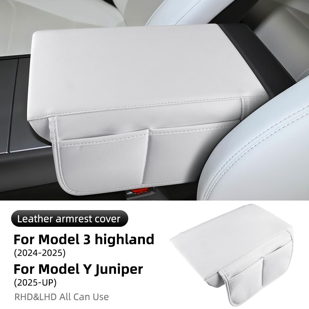 Кожаный подлокотник Защитная ABS крышка Для Tesla Model 3 Model Y 2017- Highland 2024 Juniper 2025 Крышка подлокотника Аксессуары
