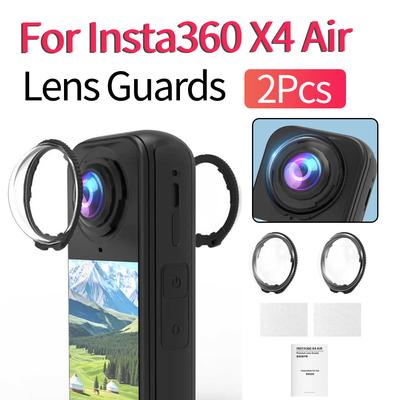 2 шт. Защитные крышки для объектива камеры Insta360 X4 Air, Защитный чехол для объектива, Крышка объектива из закаленного стекла для аксессуаров камеры Insta360 X4 Air